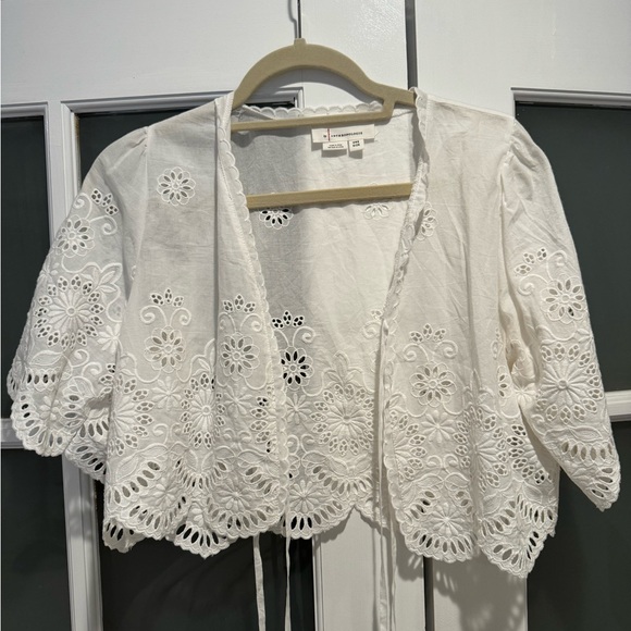 Anthropologie Tops - Anthropologie cropped eyelet white shirt